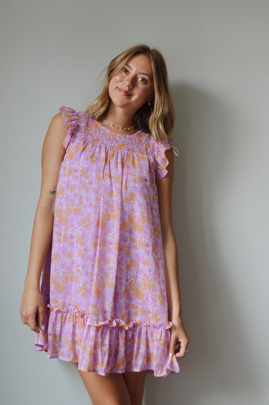 PETAL SHIMMER MINI DRESS