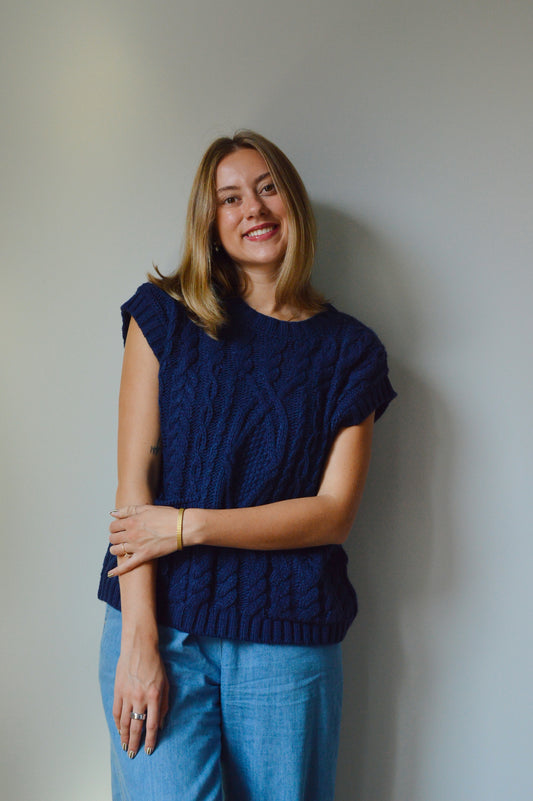 SAPPHIRE CABLE KNIT VEST