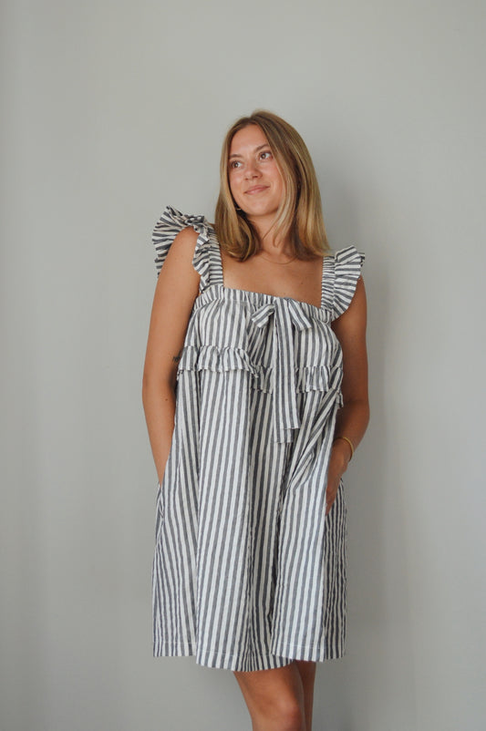 SWEET STRIPED MINI DRESS