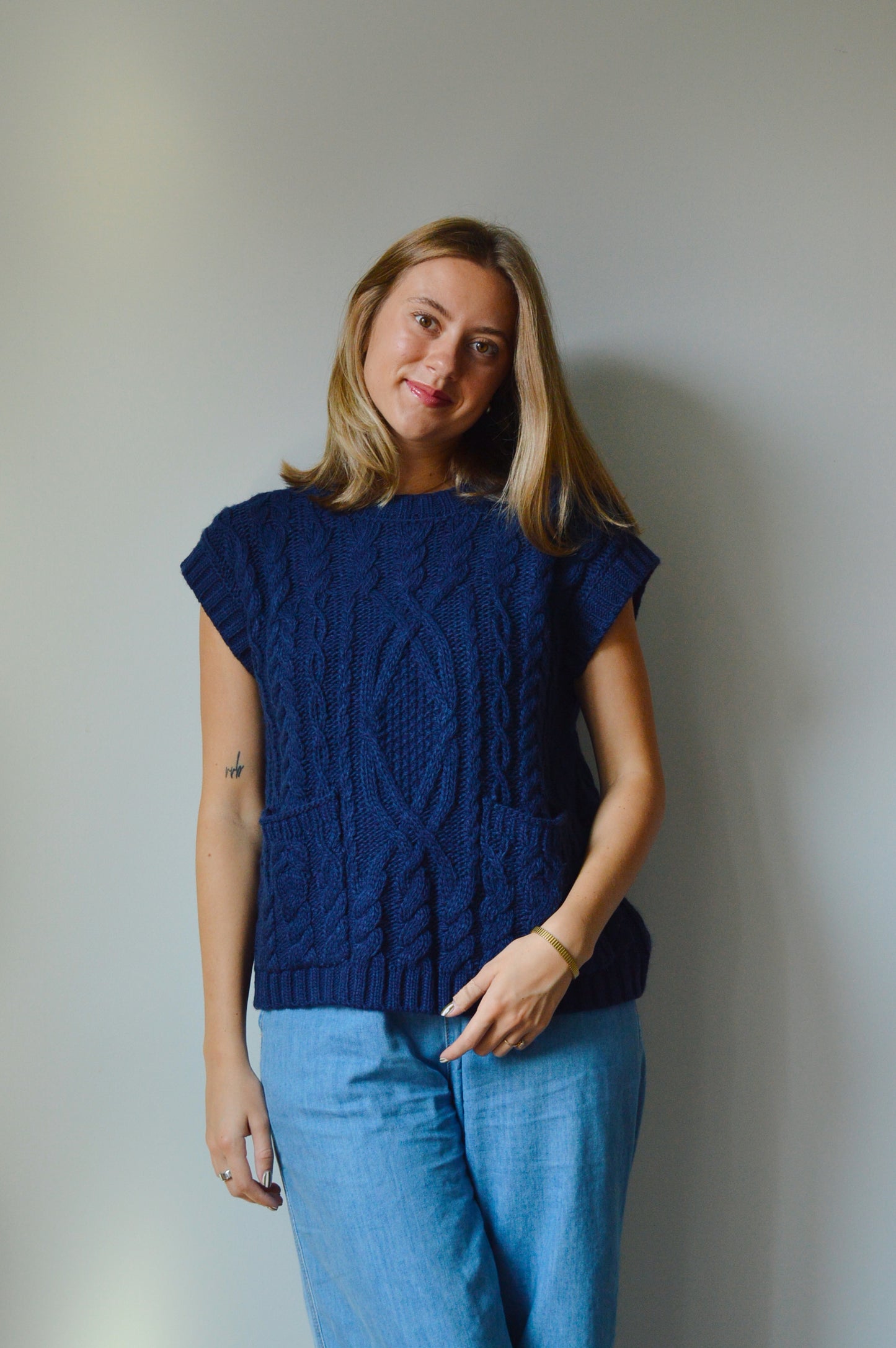 SAPPHIRE CABLE KNIT VEST