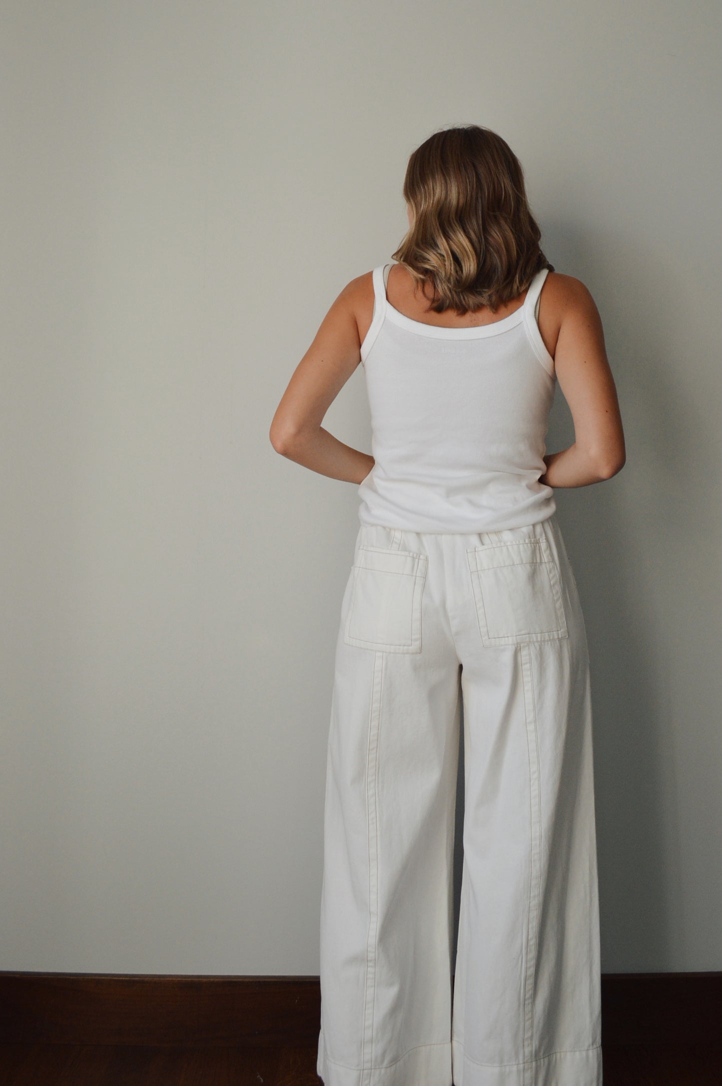 JUNIE CREAM WIDE LEG PANTS