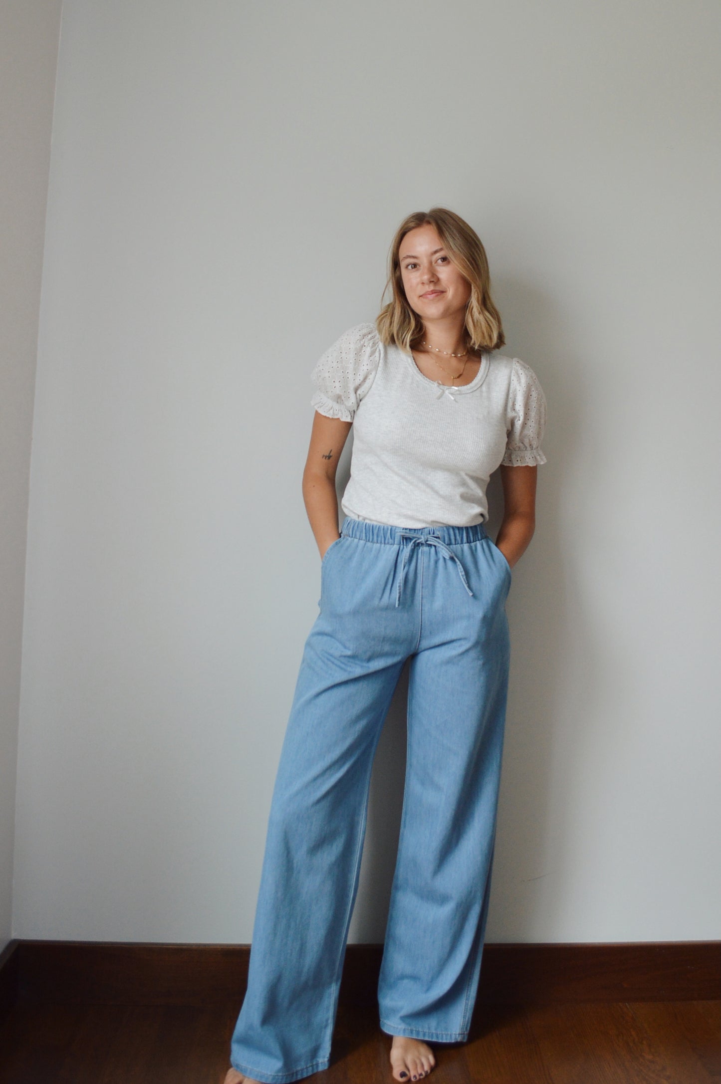 EASY GOING DENIM LOOK PANTS