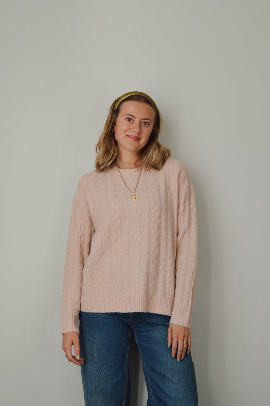 BALLERINA PINK CABLE KNIT SWEATER