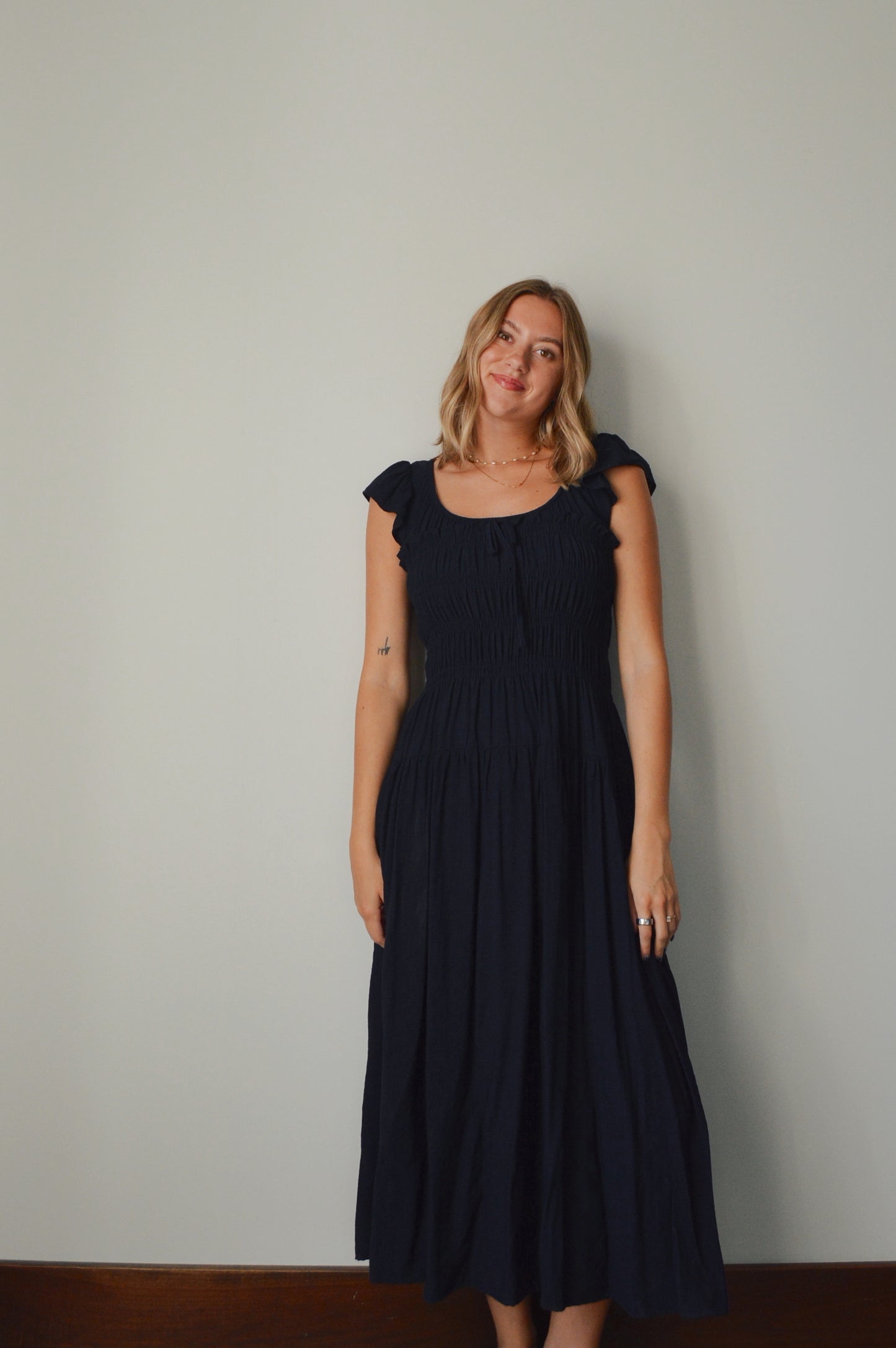 MARGOT NAVY MIDI DRESS