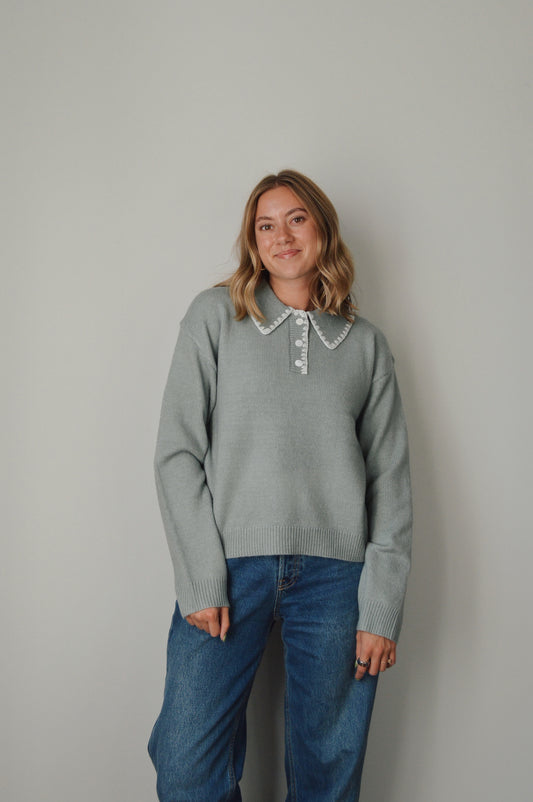 WINTER SAGE POLO SWEATER