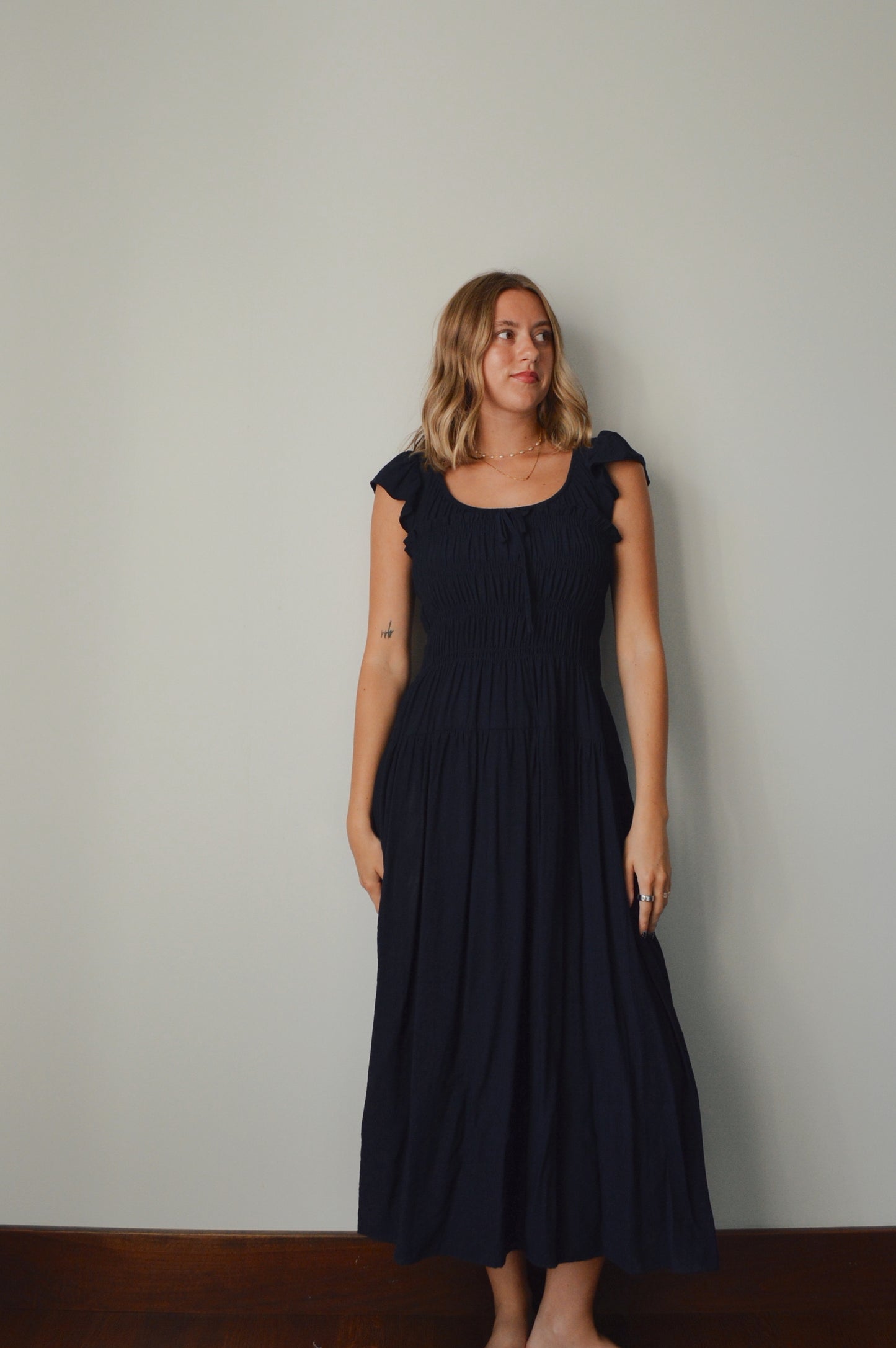 MARGOT NAVY MIDI DRESS