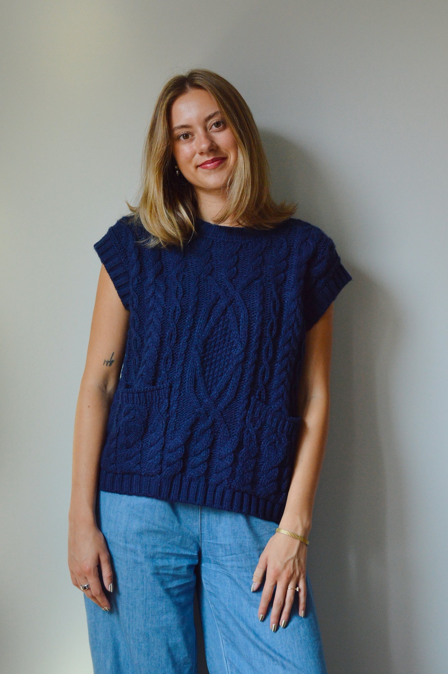 SAPPHIRE CABLE KNIT VEST