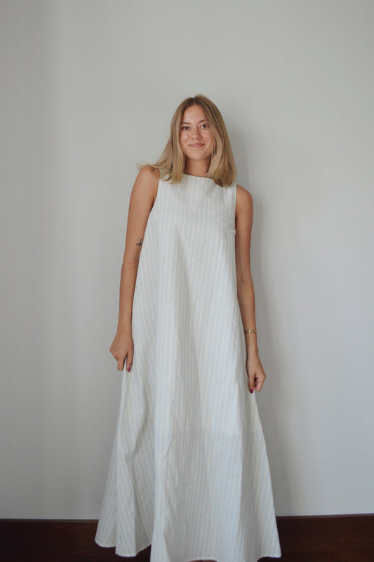 SUMMERTIME BLUES STRIPED MAXI DRESS