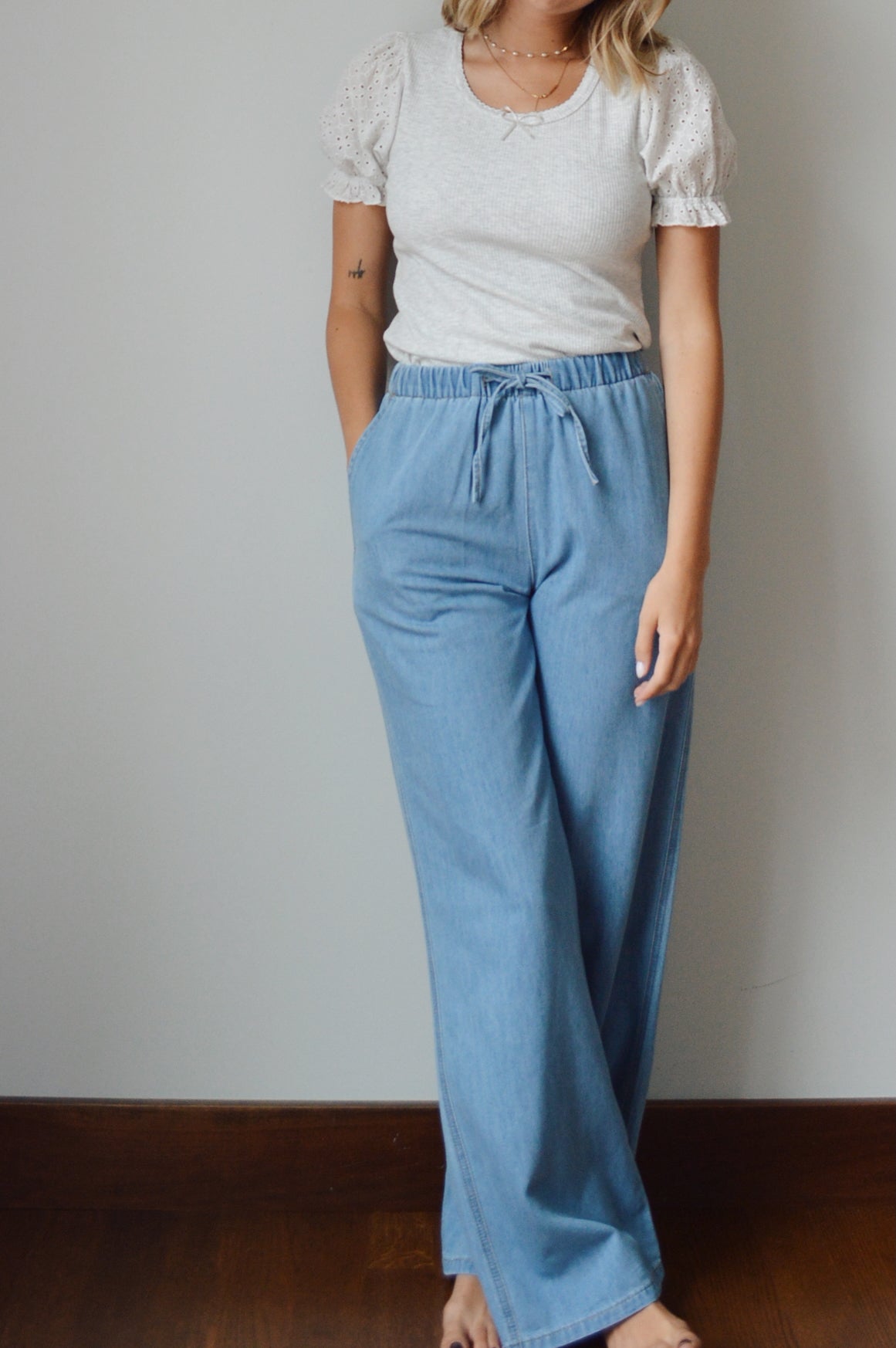 EASY GOING DENIM LOOK PANTS