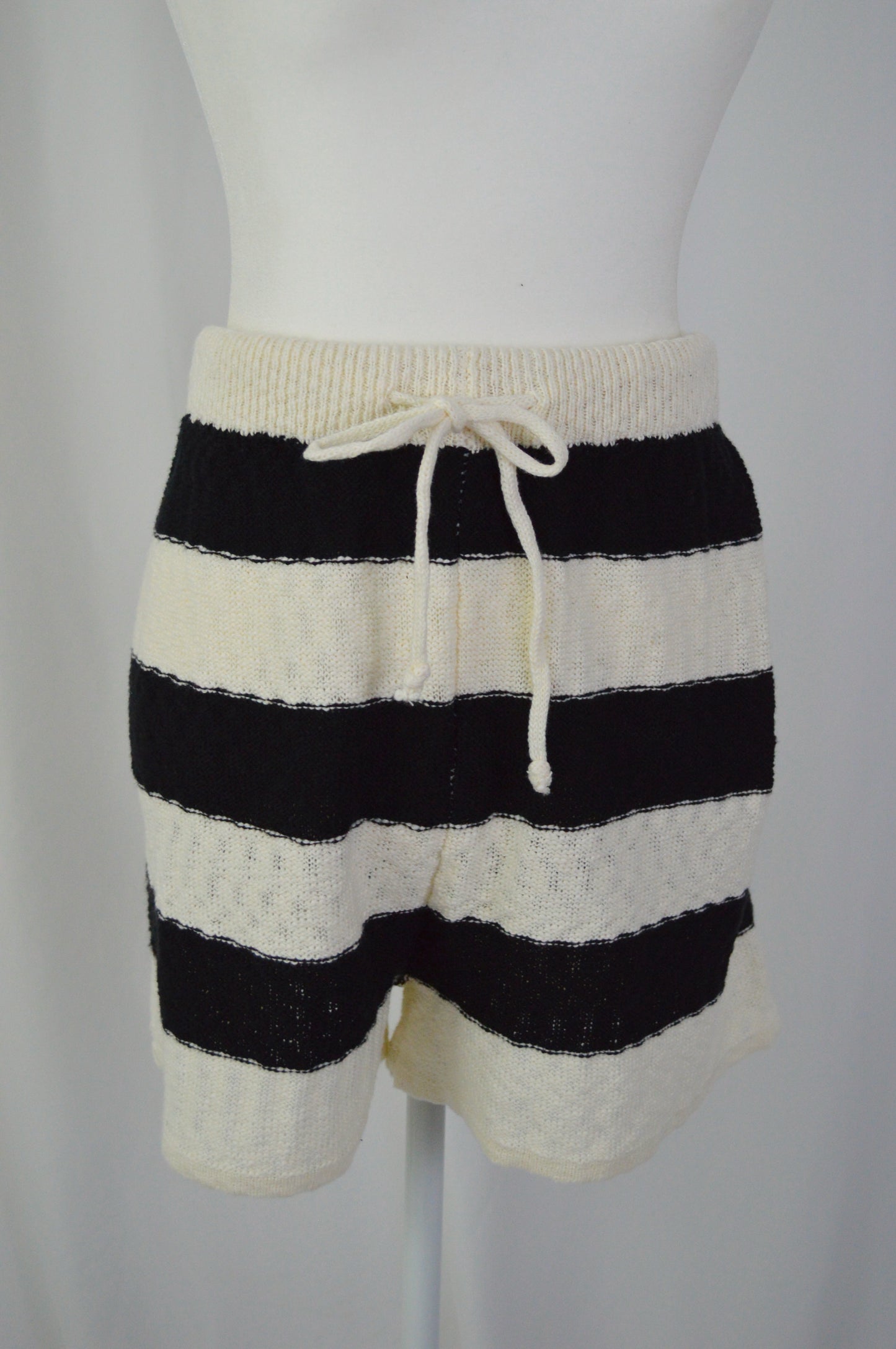 BLACK & CREAM SWEATER SHORTS
