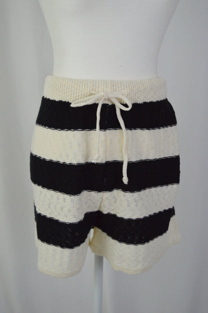 BLACK & CREAM SWEATER SHORTS