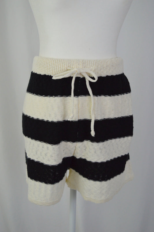 BLACK & CREAM SWEATER SHORTS