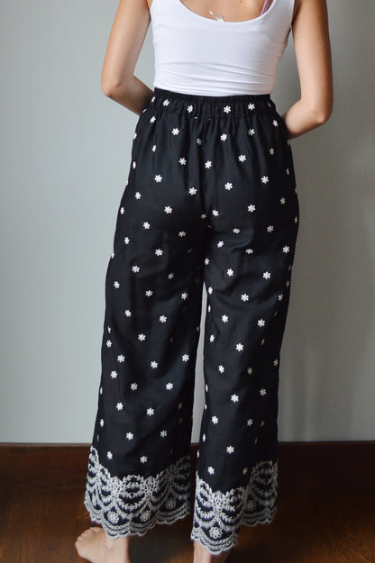 FRANKIE BLACK EMBROIDERED PANTS