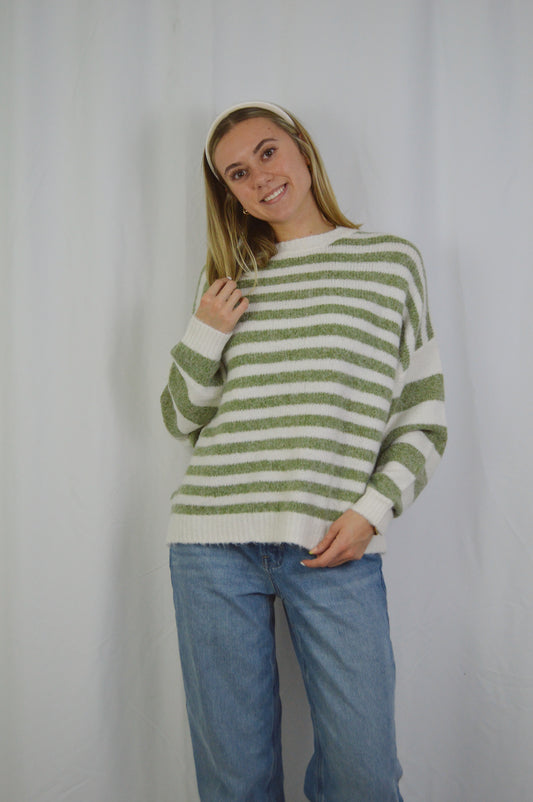 GREEN STRIPED SWEATER