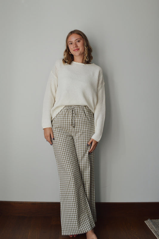SUSANNAH GREEN GINGHAM PANTS