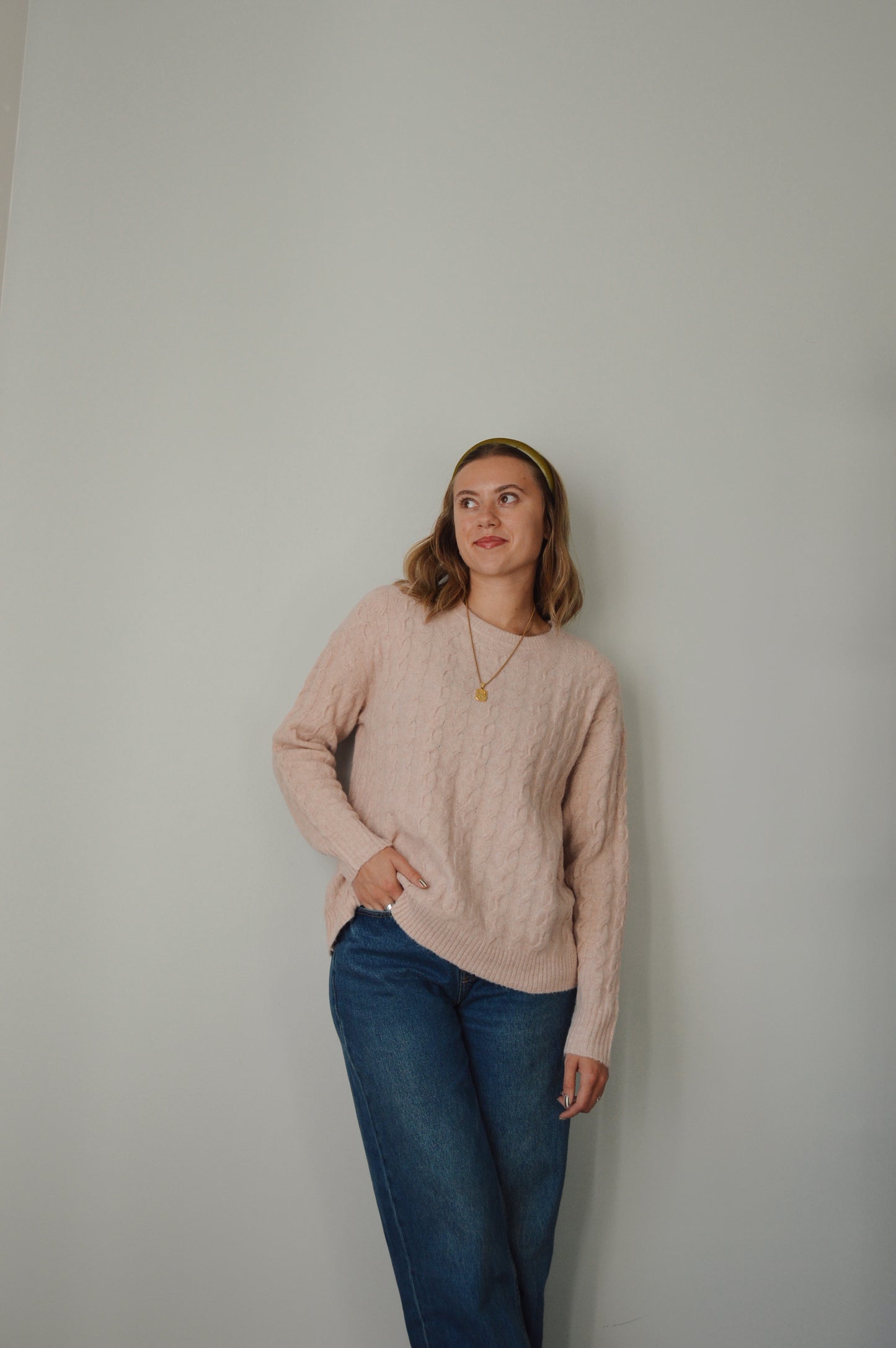 BALLERINA PINK CABLE KNIT SWEATER