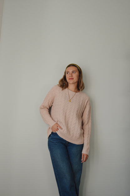 BALLERINA PINK CABLE KNIT SWEATER