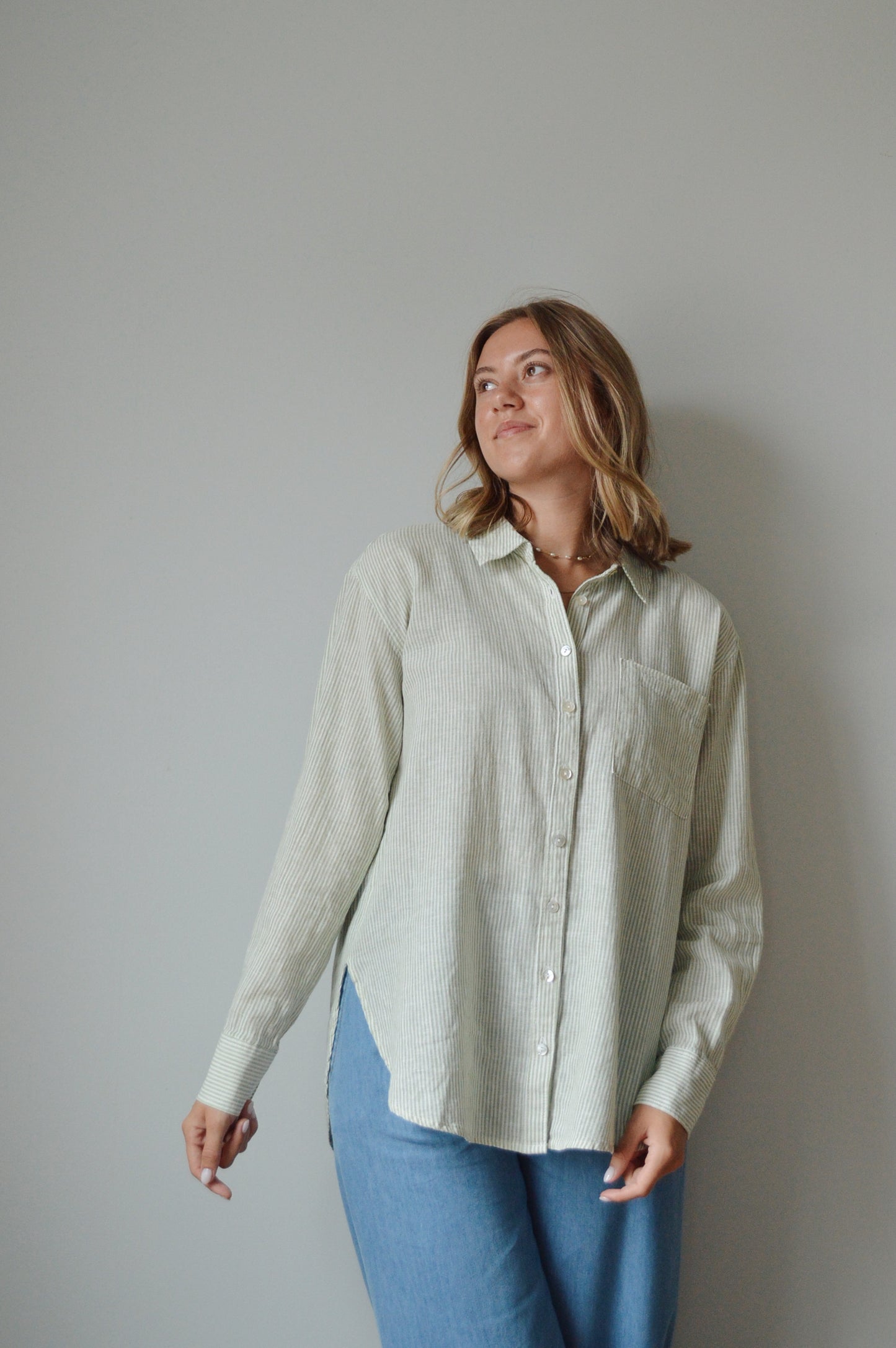 BAMBOO STRIPED BUTTON DOWN