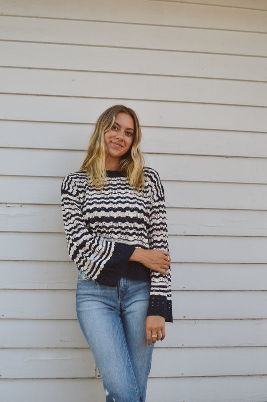 WIND & WAVES NAVY STRIPED SWEATER