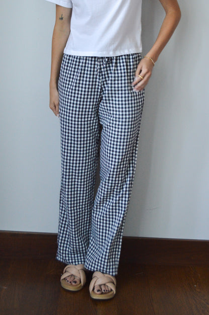 HALEY NAVY GINGHAM PANTS