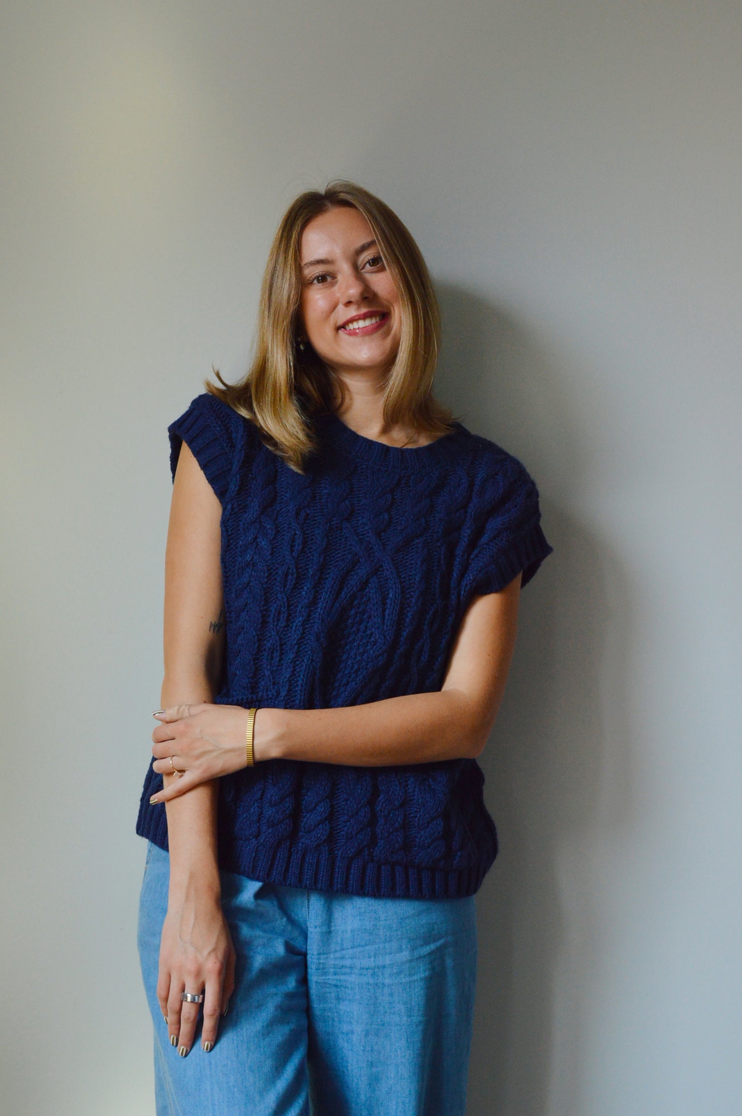 SAPPHIRE CABLE KNIT VEST