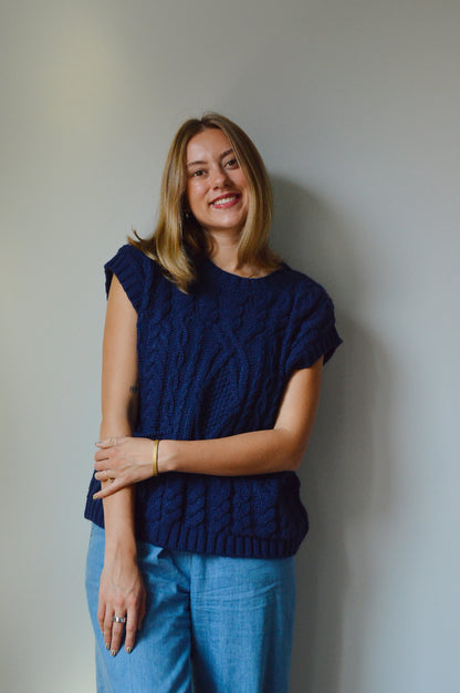 SAPPHIRE CABLE KNIT VEST