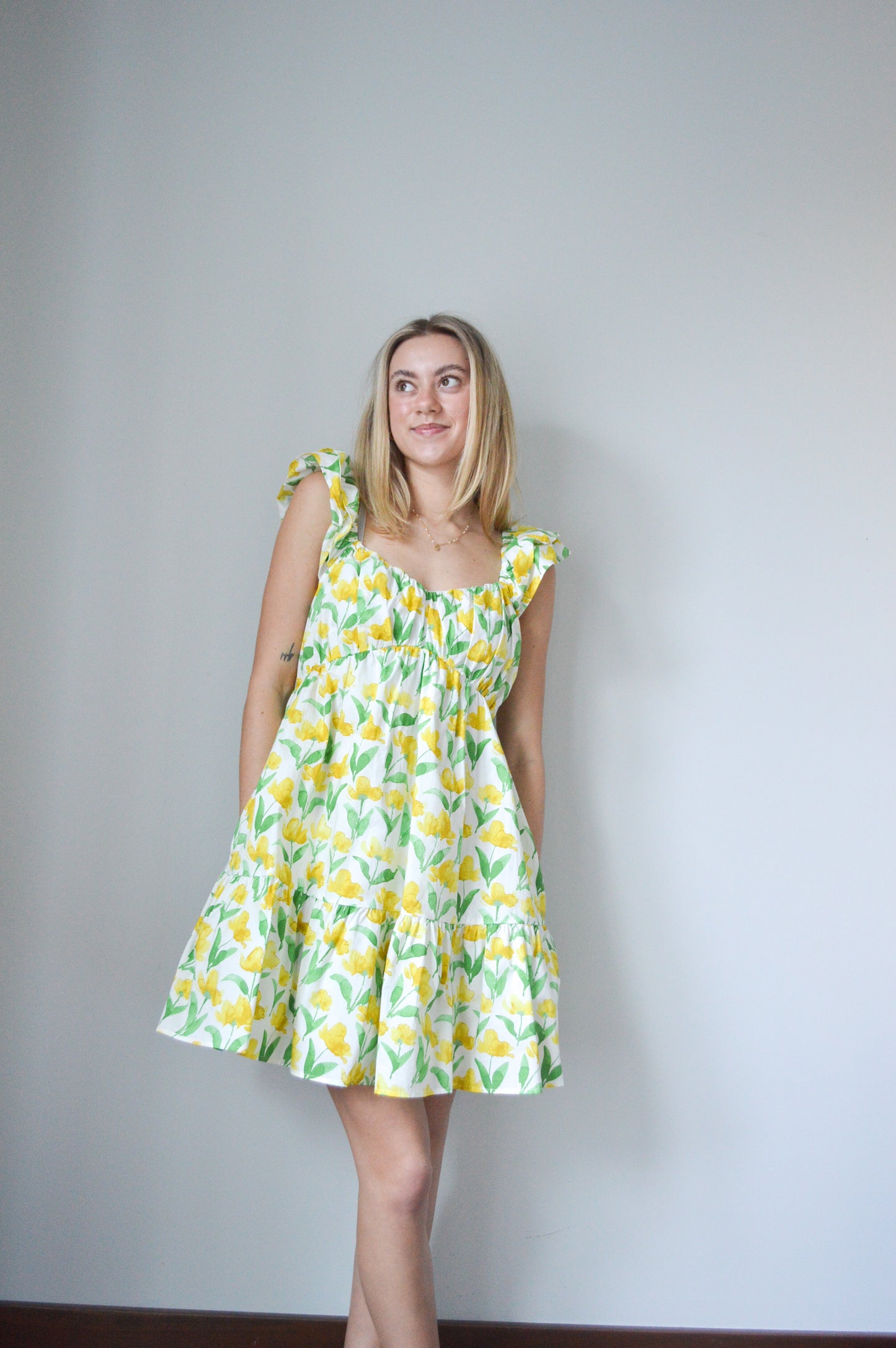 JOLYN YELLOW FLORAL MINI DRESS