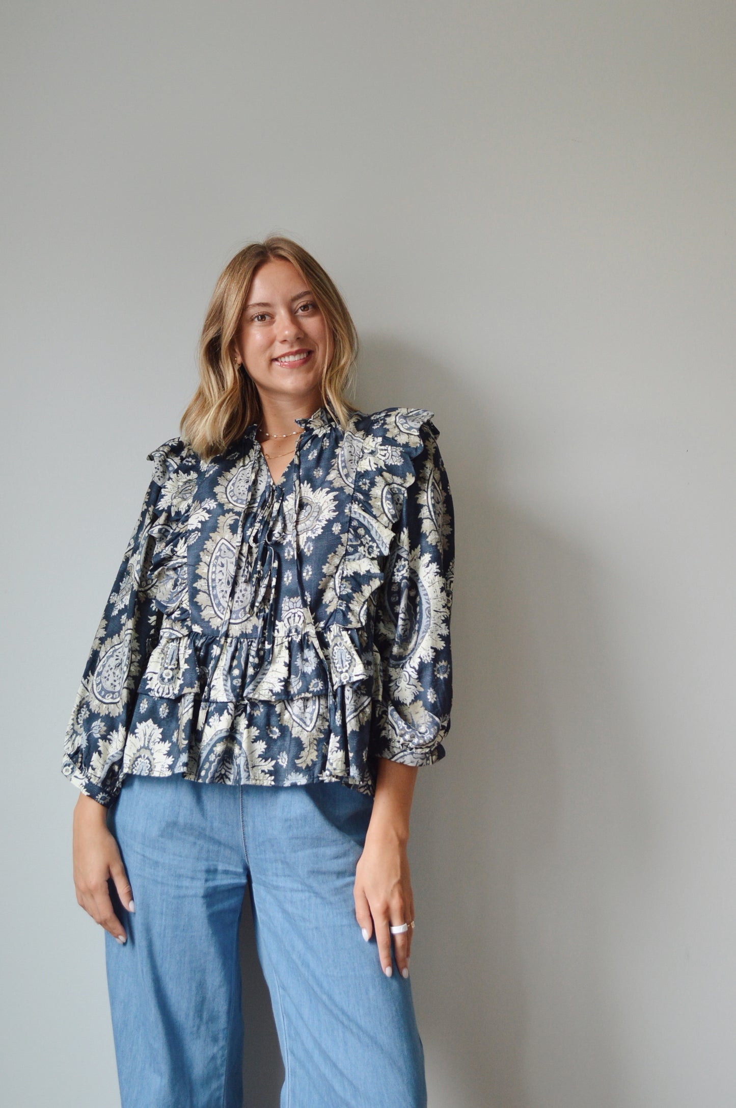 HEIRLOOM NAVY BLOUSE