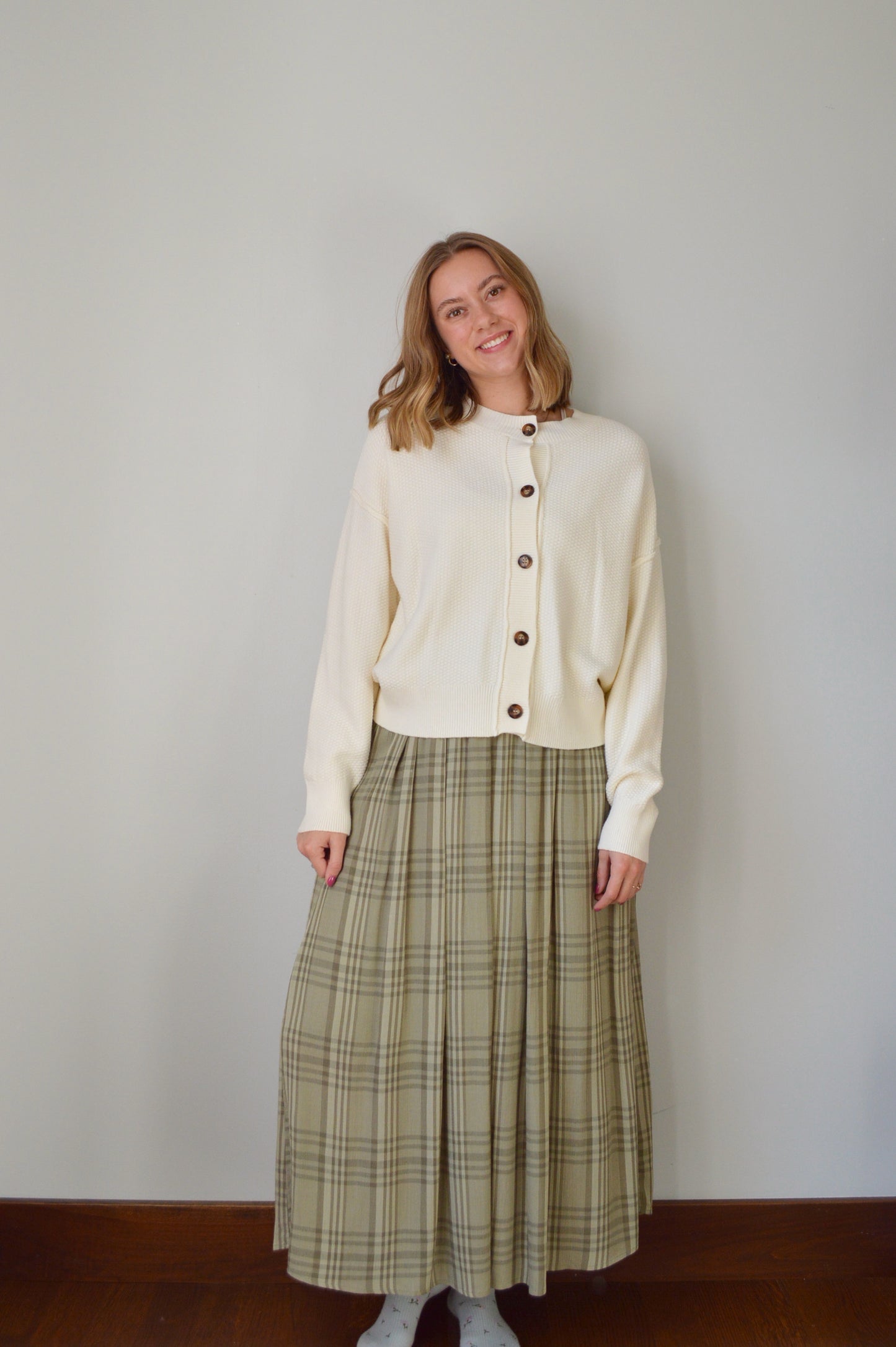 EVERGREEN PLAID MAXI SKIRT
