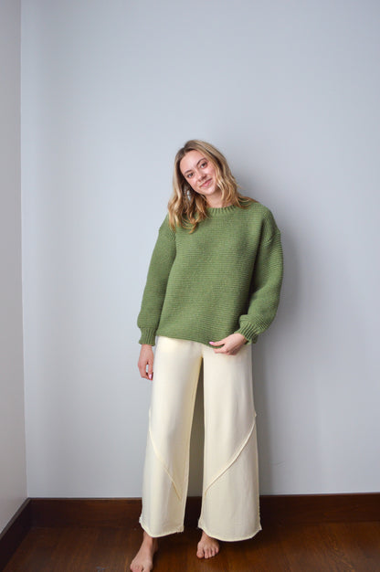 fern green chunky knit sweater