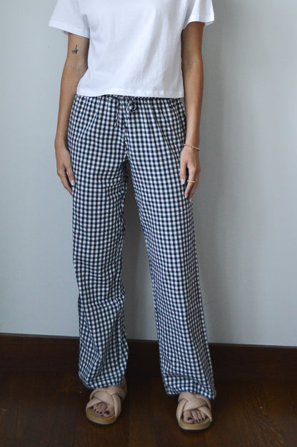 HALEY NAVY GINGHAM PANTS