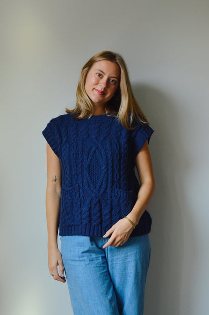 SAPPHIRE CABLE KNIT VEST