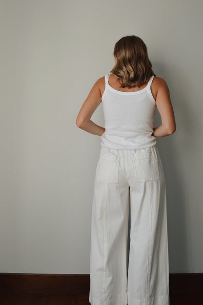 JUNIE CREAM WIDE LEG PANTS