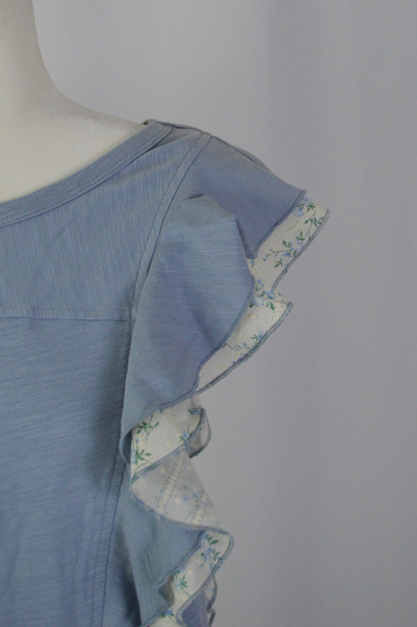 CELIENE BLUE FLUTTER TOP