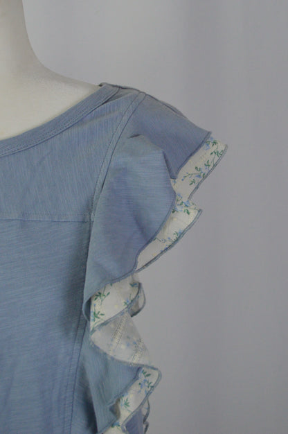 CELIENE BLUE FLUTTER TOP