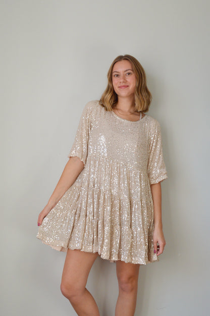 NEW BEGINNINGS SEQUIN MINI DRESS