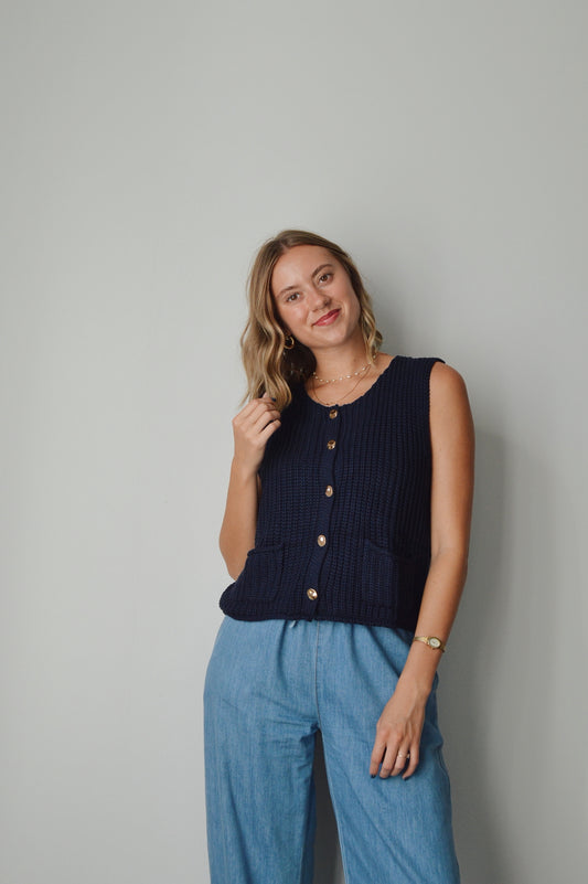 DEEP SEA BLUE KNIT VEST