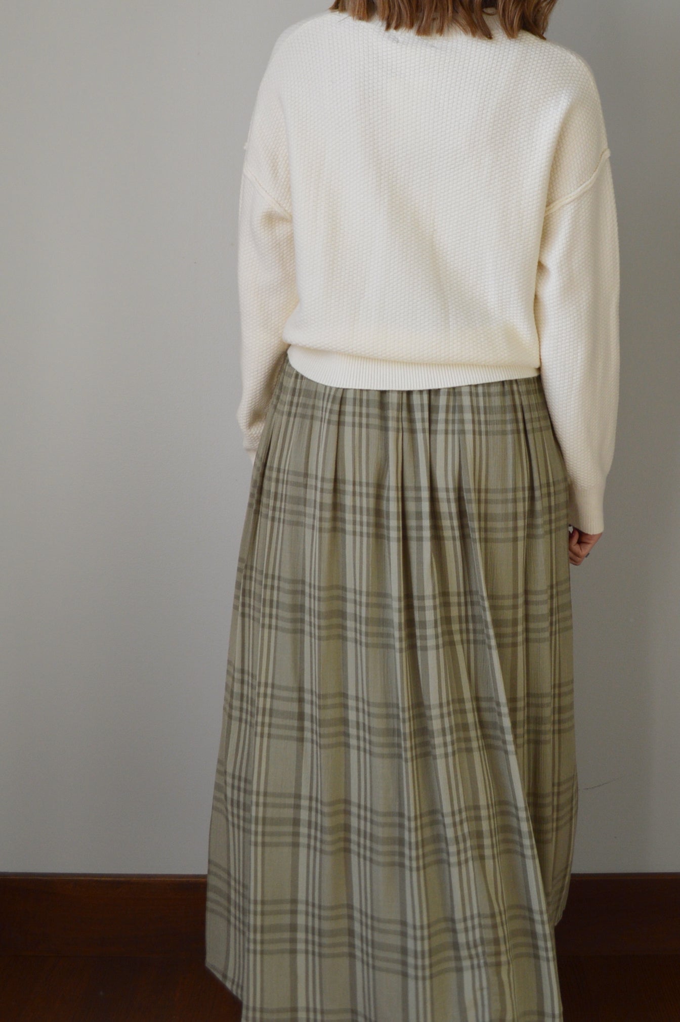 EVERGREEN PLAID MAXI SKIRT