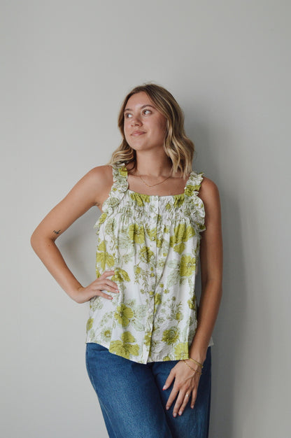ON THE VINE RUFFLE TOP