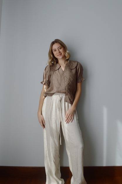 SEASIDE LINEN WIDE LEG PANTS