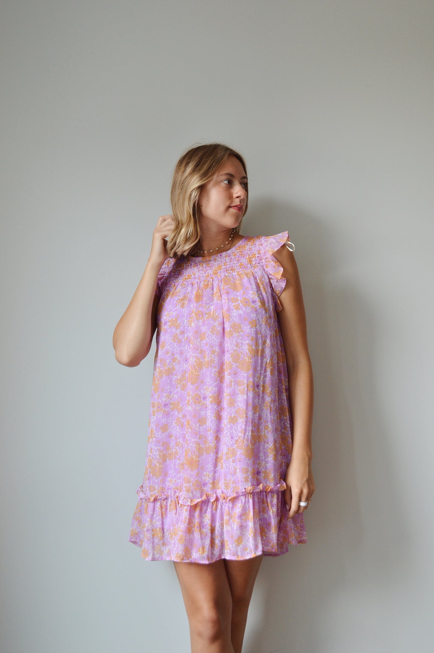 PETAL SHIMMER MINI DRESS
