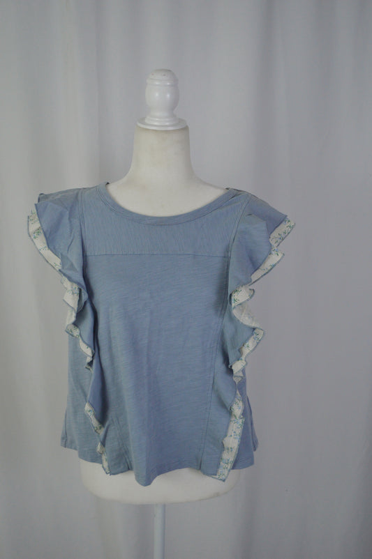 CELIENE BLUE FLUTTER TOP
