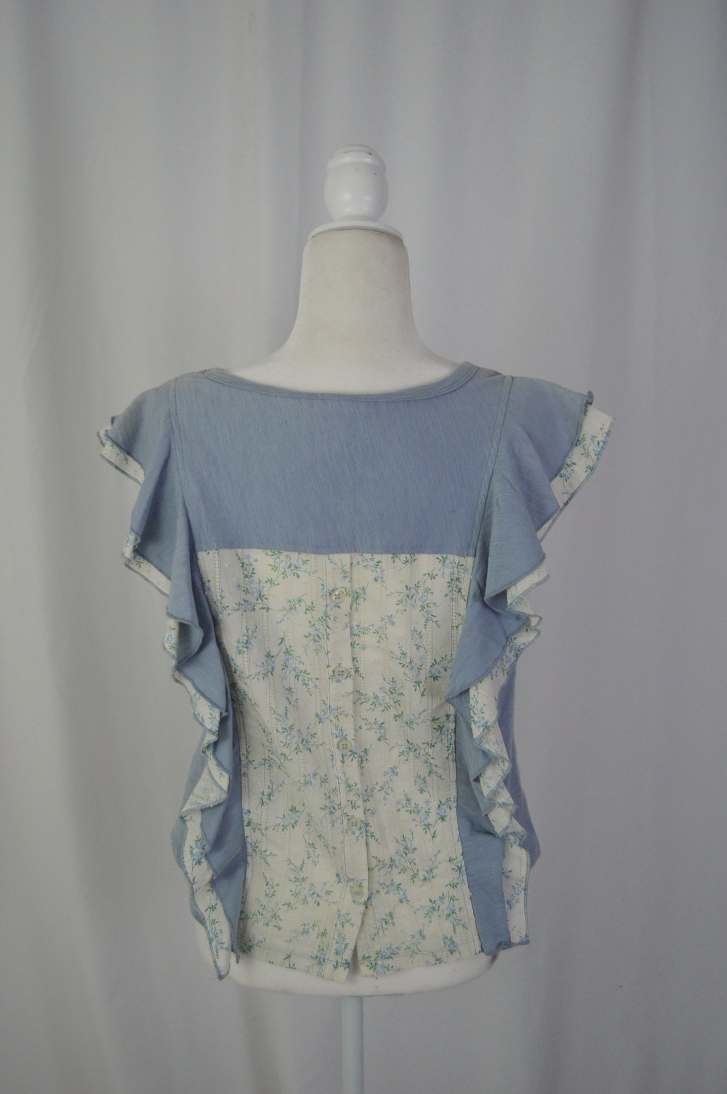 CELIENE BLUE FLUTTER TOP