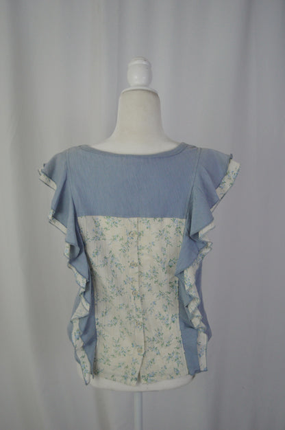 CELIENE BLUE FLUTTER TOP