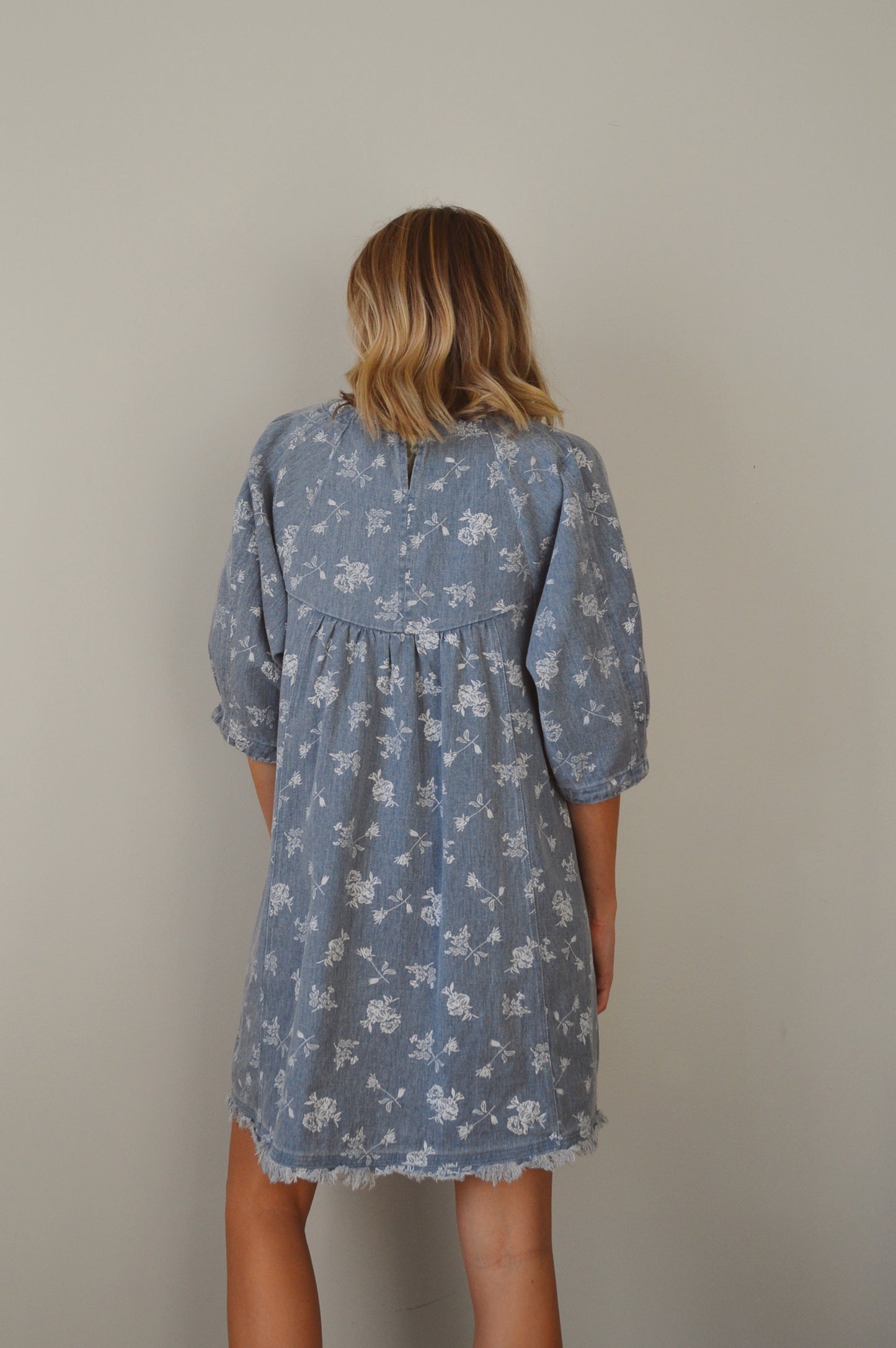 DENIM DAZE FLORAL MINI DRESS