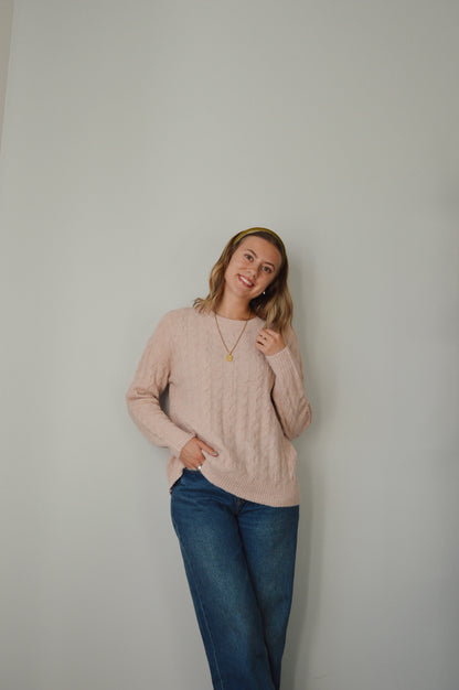 BALLERINA PINK CABLE KNIT SWEATER