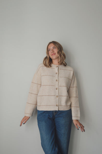 OATMILK LATTE STRIPED CARDIGAN