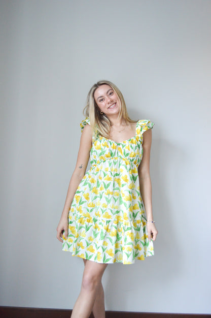 JOLYN YELLOW FLORAL MINI DRESS