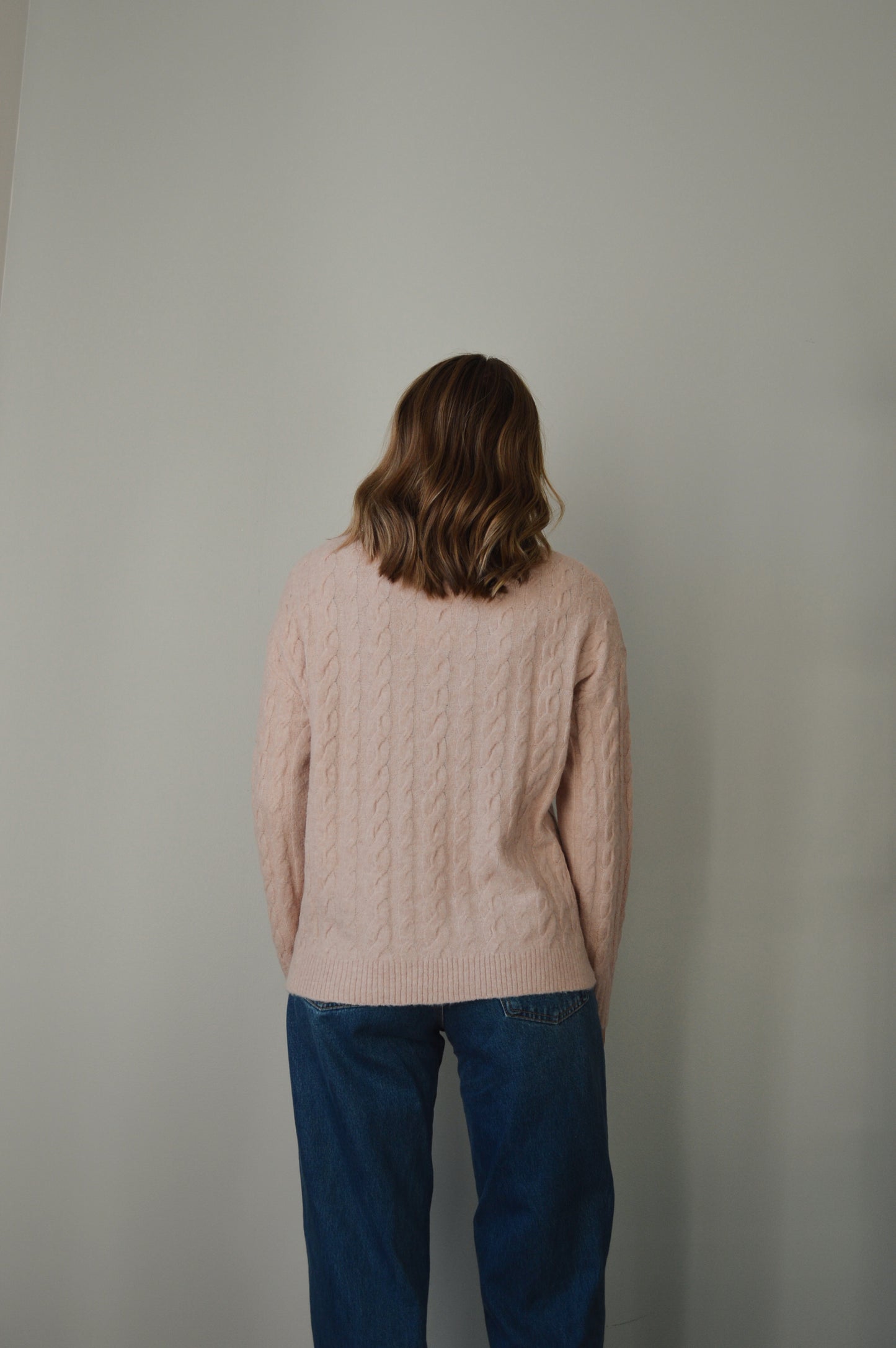 BALLERINA PINK CABLE KNIT SWEATER