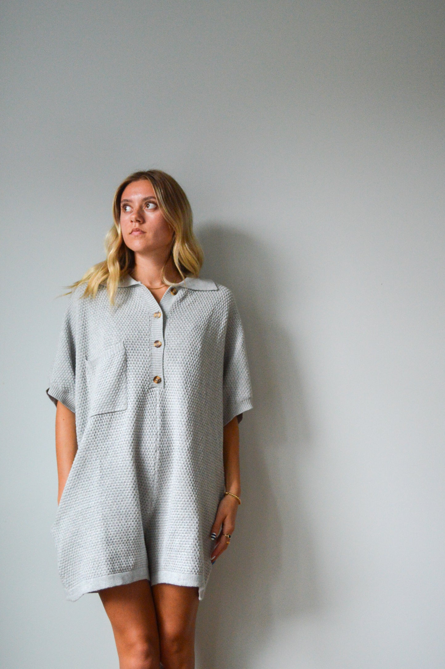 SALTY GRAY KNIT ROMPER